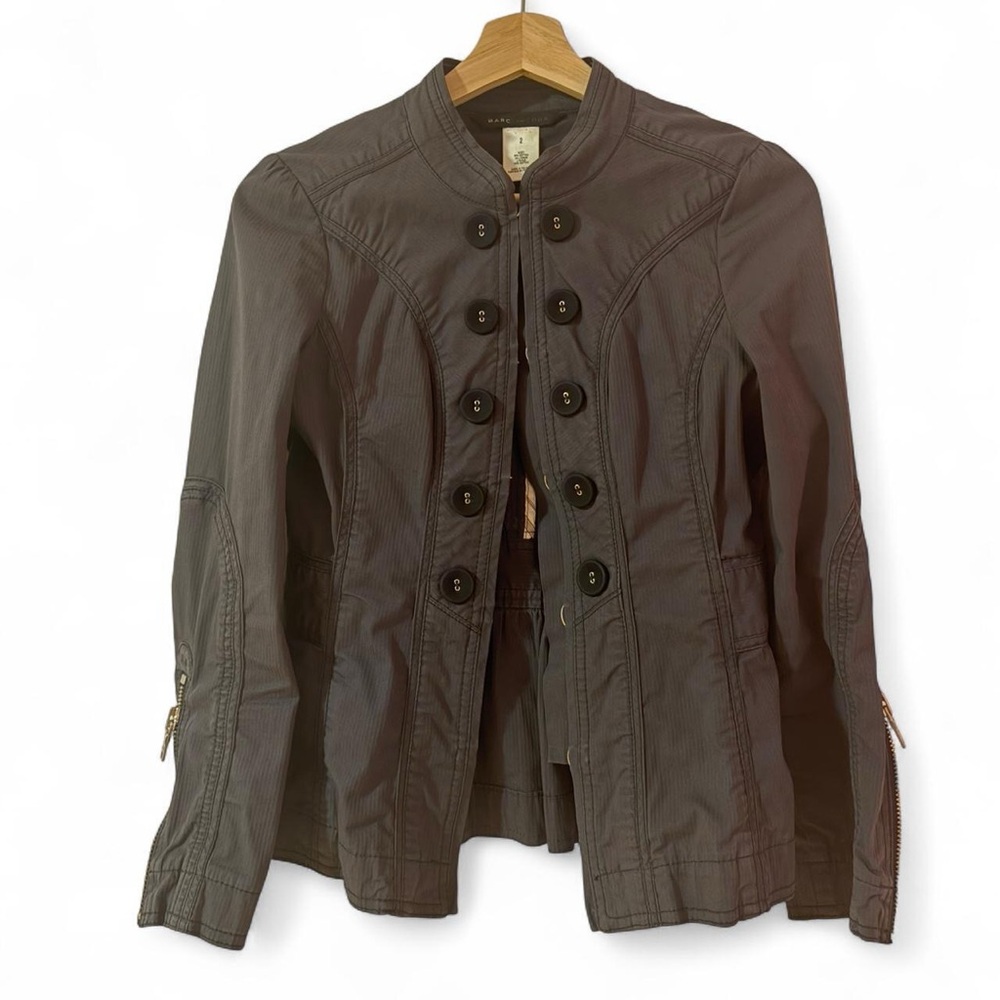 Marc Jacobs mandarin collar button military jacket in grey
